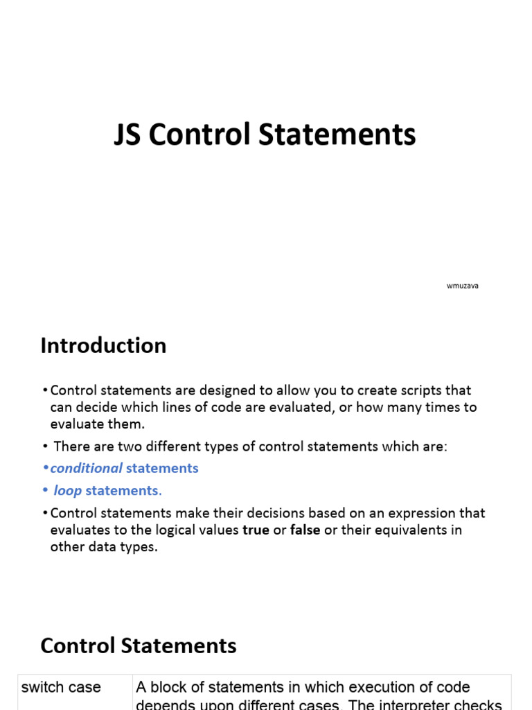 JS Control Statements | PDF