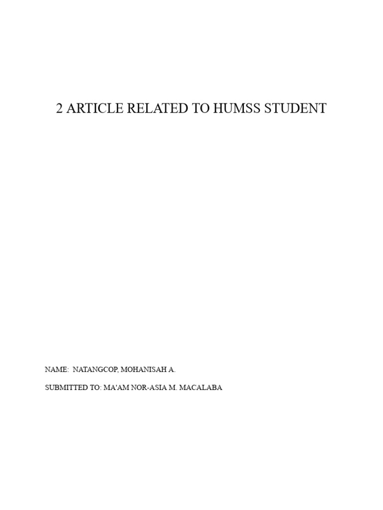 2 Article Related To Humss Student | PDF