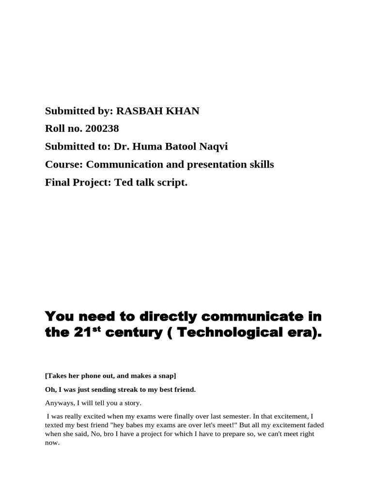 Final Script of Ted Talk | PDF