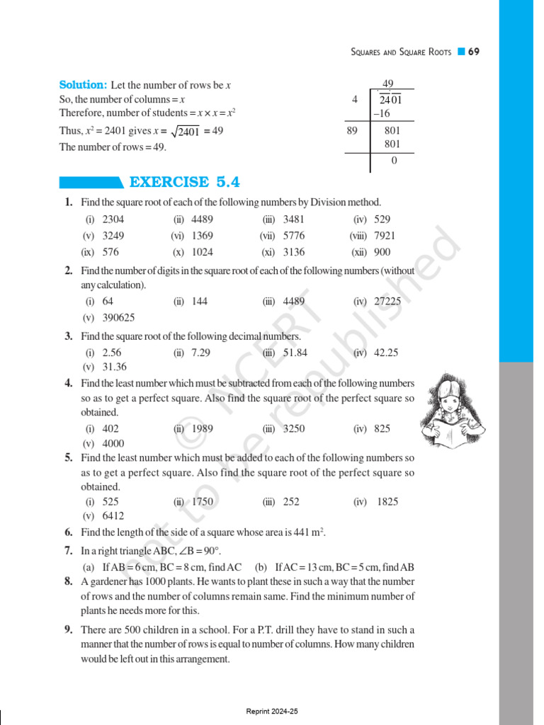 Square Roots and Exercises for Grade 7 | PDF | Square Root | Numbers