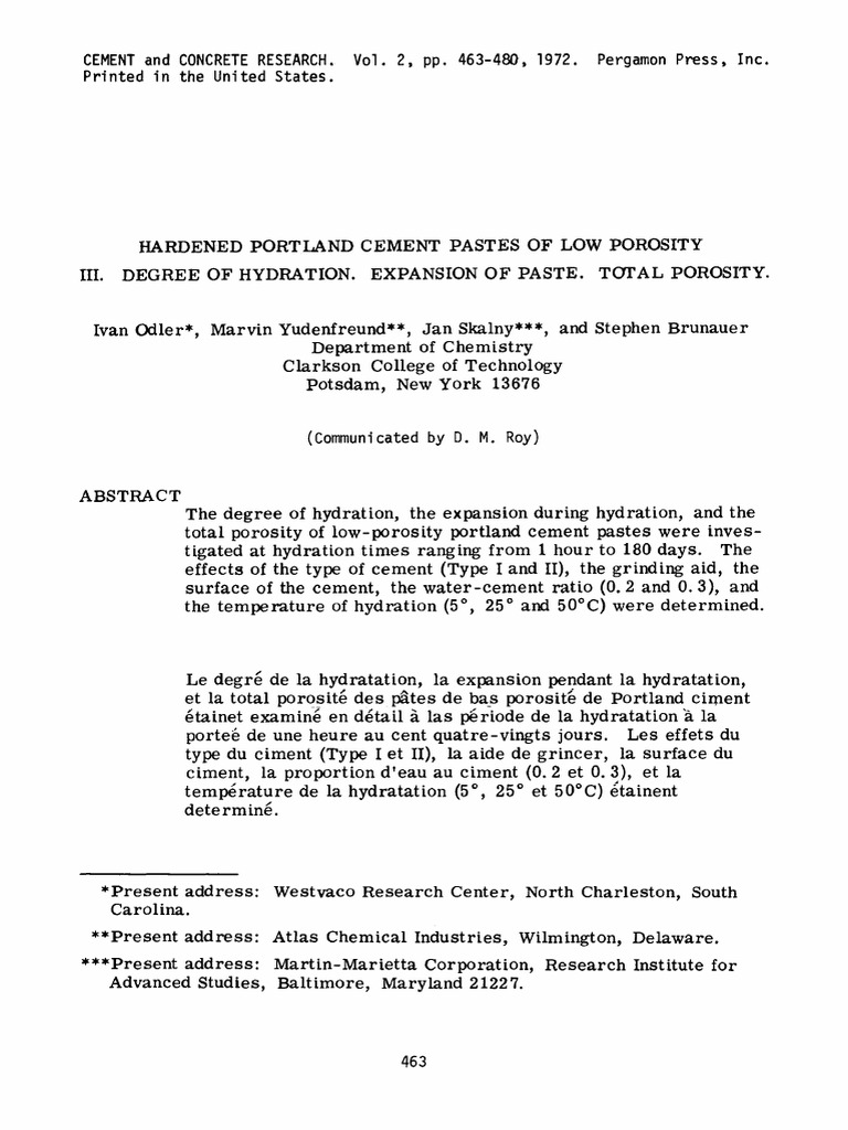 Hardened Cement Portland Paste of Low Porosity | PDF