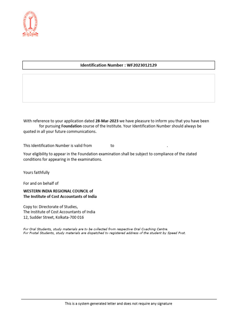 RegistrationLetter WF2023012129 | PDF
