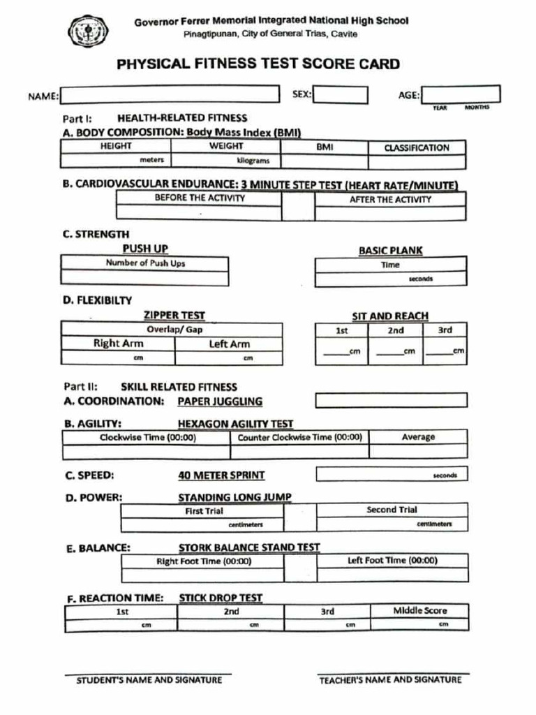Physical Fitness Test | PDF