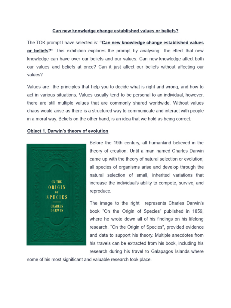 Can New Knowledge Change Established Values Or Beliefs Pdf