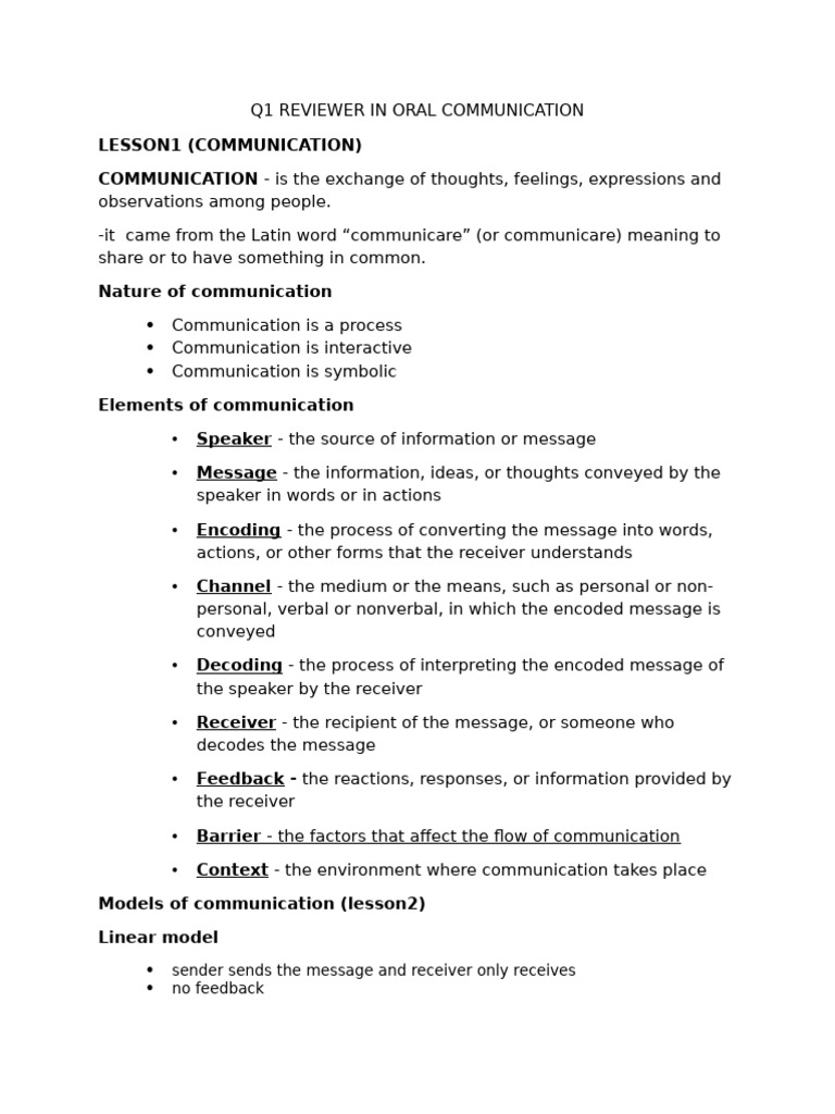 Oral Communication Q1 Review Guide | PDF | Communication | Career & Growth