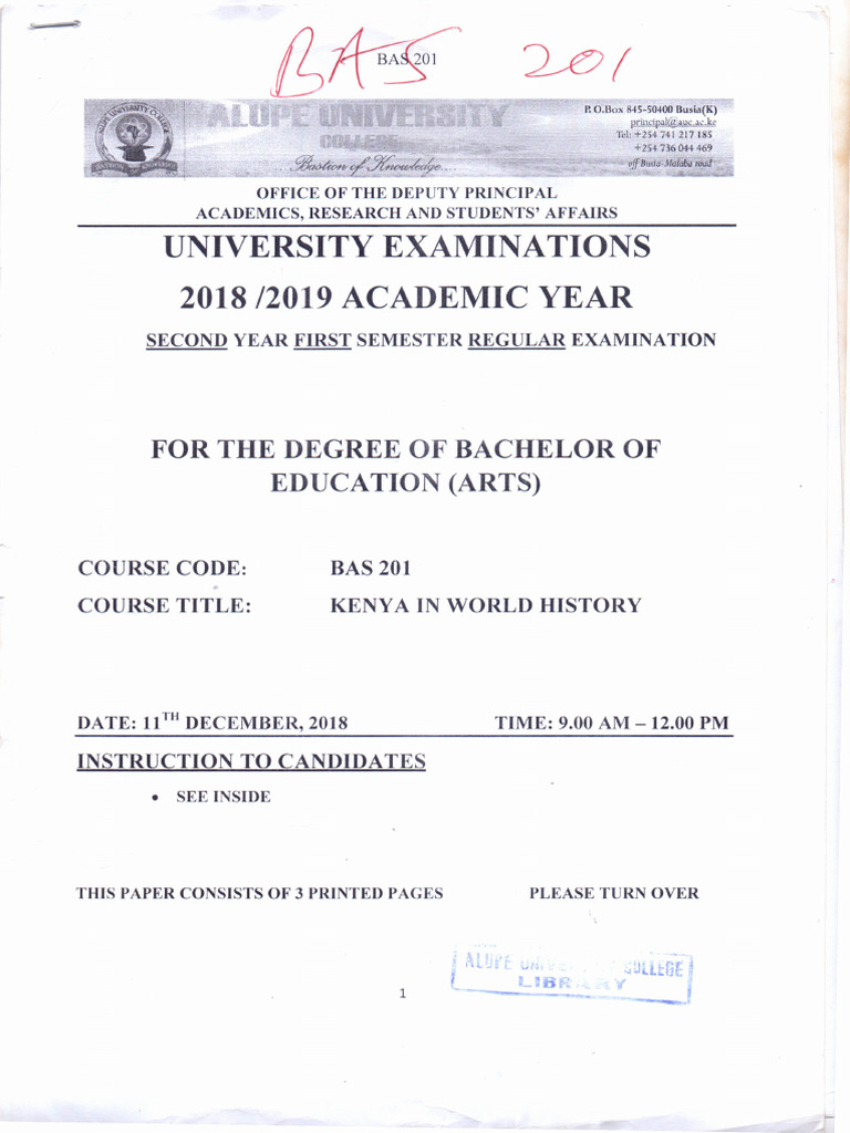 Bas 201 Kenya in The World History | PDF