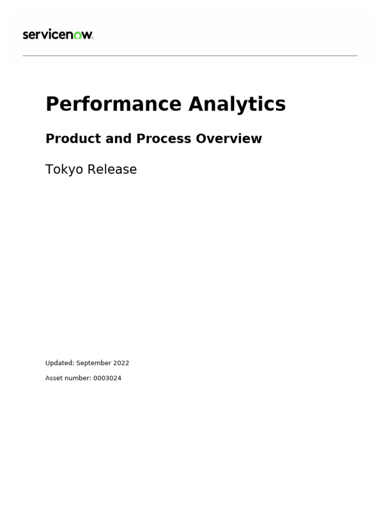 Performance Analytics - Product and Process Overview - Tokyo | PDF