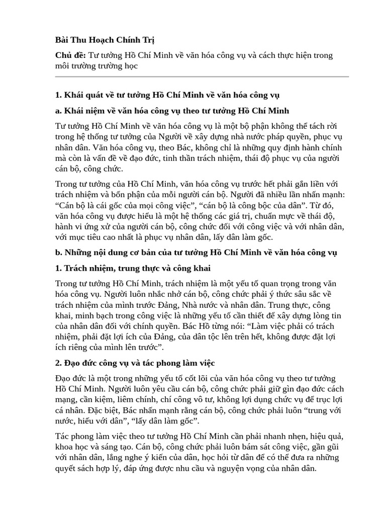 Bài Thu Hoạch Chính Trị | PDF