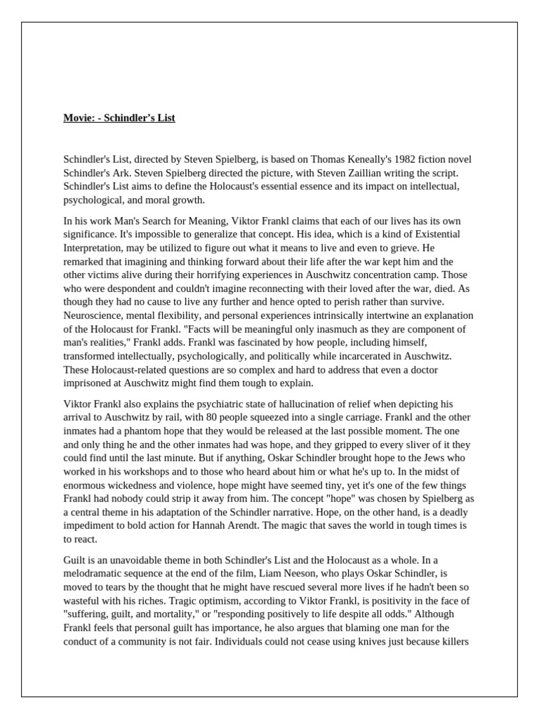 Schindlers list pdf