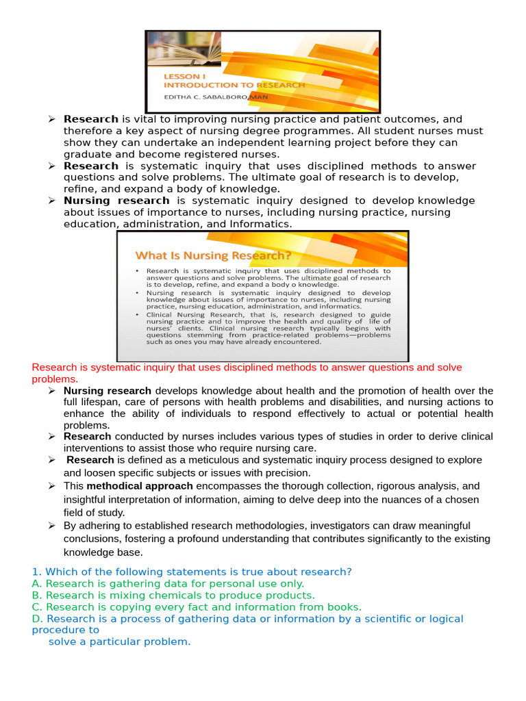 Nursing Research: Systematic Inquiry Defined | PDF | Statistics ...