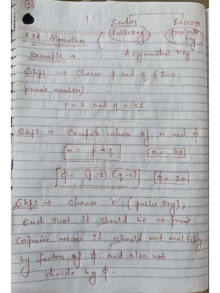 RSA Numerical Example | PDF