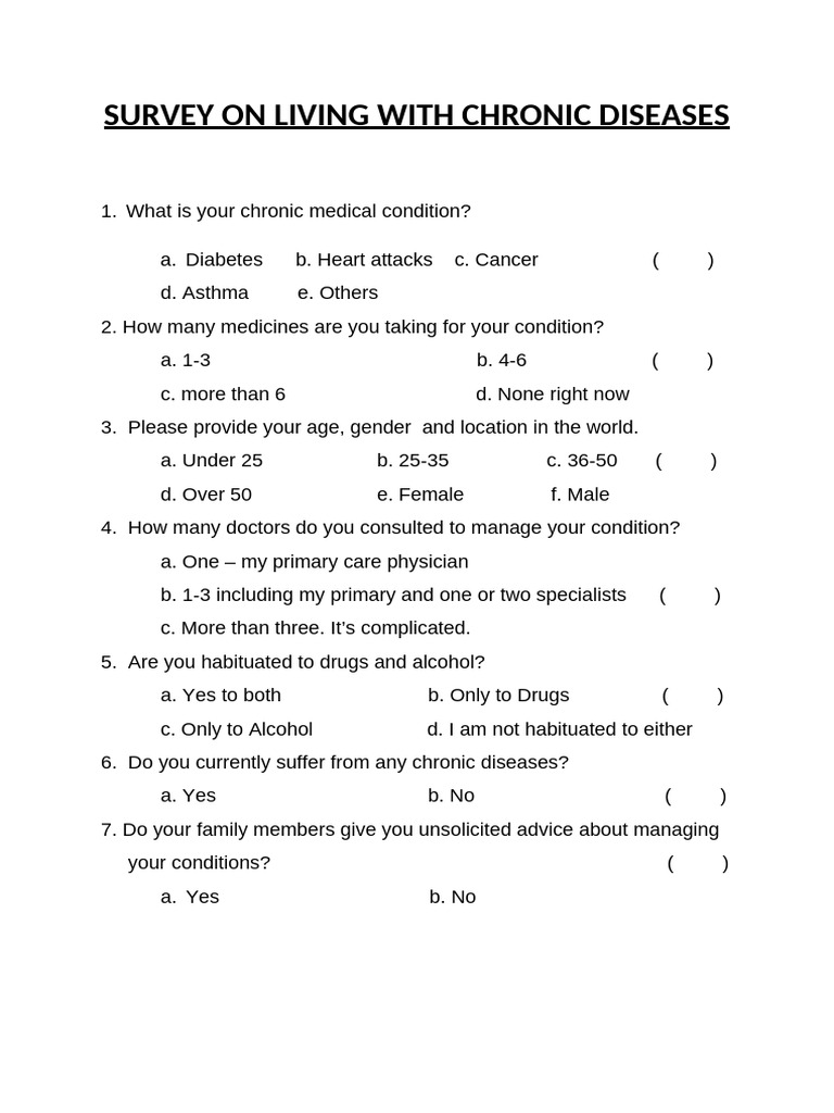 Chronic Disease Living Survey Insights | PDF | Chronic Condition ...