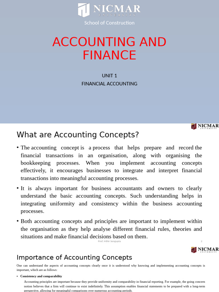 UNIT - 1 ACCOUNTING AND FINANCE | PDF