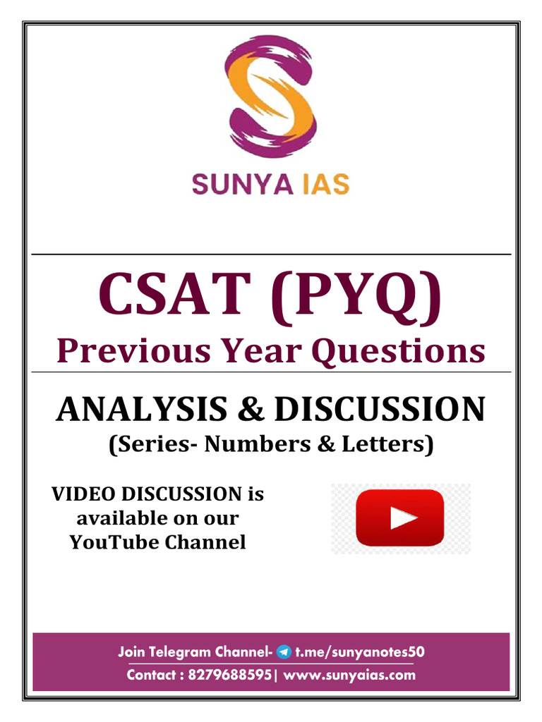 CSAT PYQs - Series Numbers & Letters - Sunya IAS - 240808 - 091706 | PDF