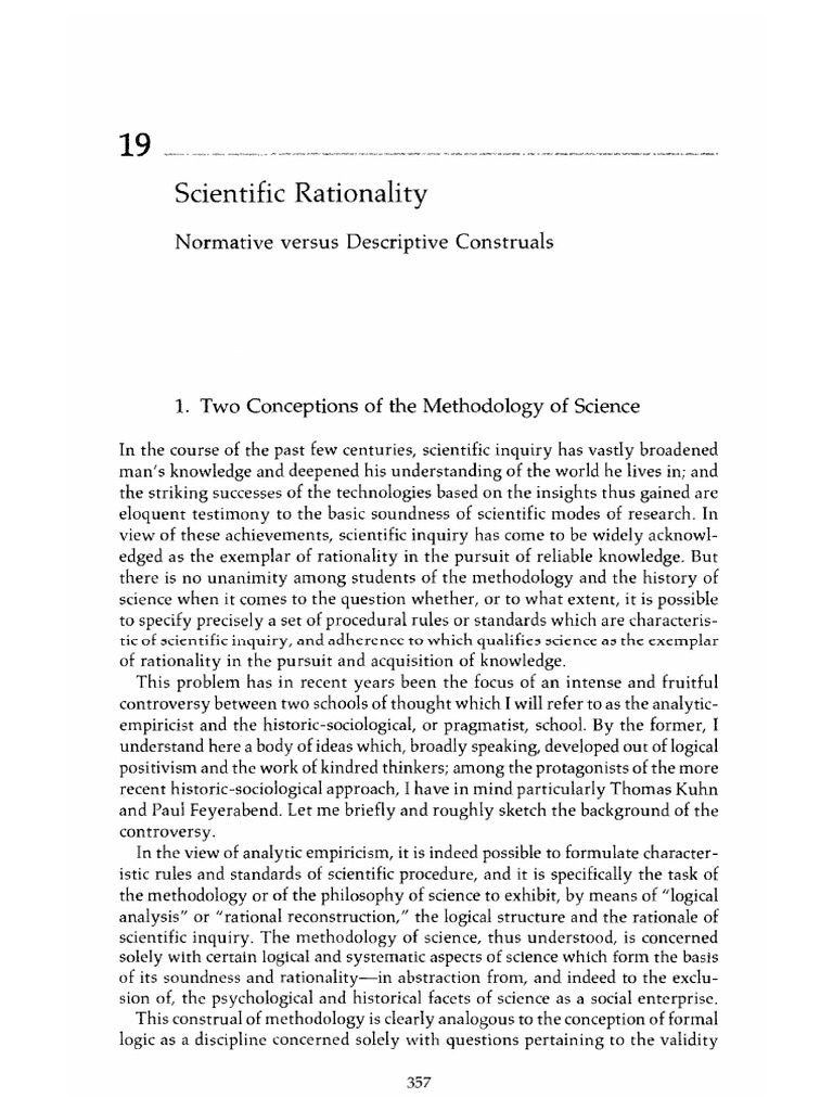Hempel - Scientific Rationality | PDF