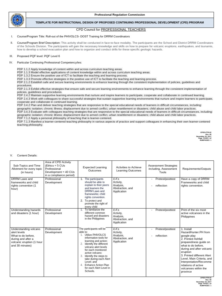 Instructional-design-template-for-Professional-Teachers | PDF