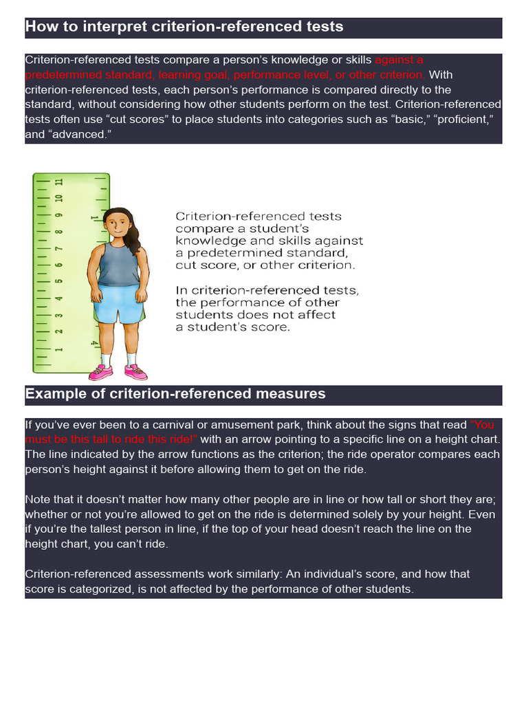 Criterion Referenced Tests Worksheet PDF