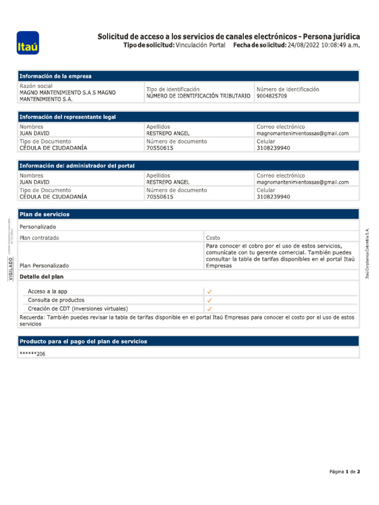 Formato Itaú | PDF