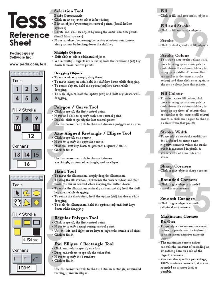 Tess1 Reference Sheet: A Guide to Basic Commands and Tools in Tess1 Reference Sheet: A Guide to Basic Commands and Tools in