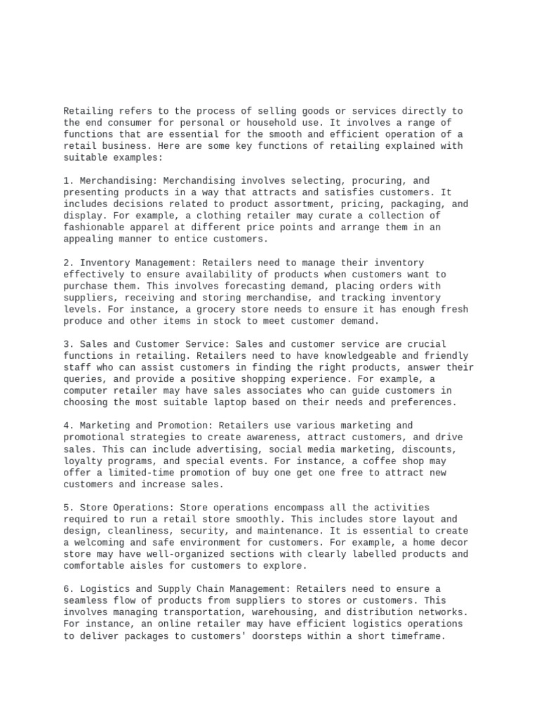 Functions and Significance of Retailing | PDF | Retail | Franchising