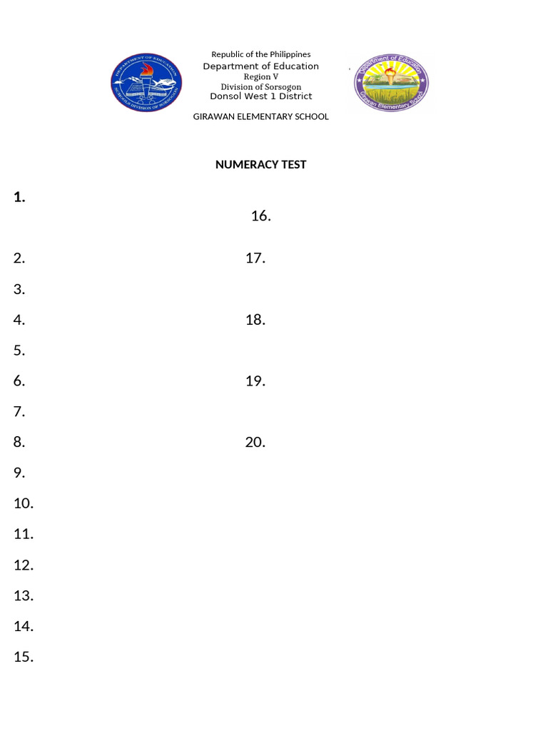 Answer Sheet-Pretest | PDF | Wellness