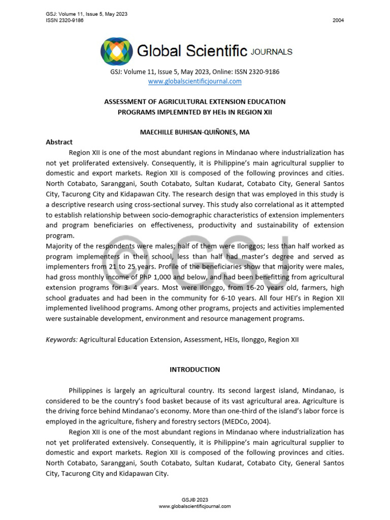 Assessment of Agricultural Extension Education Programs Implemnted by ...