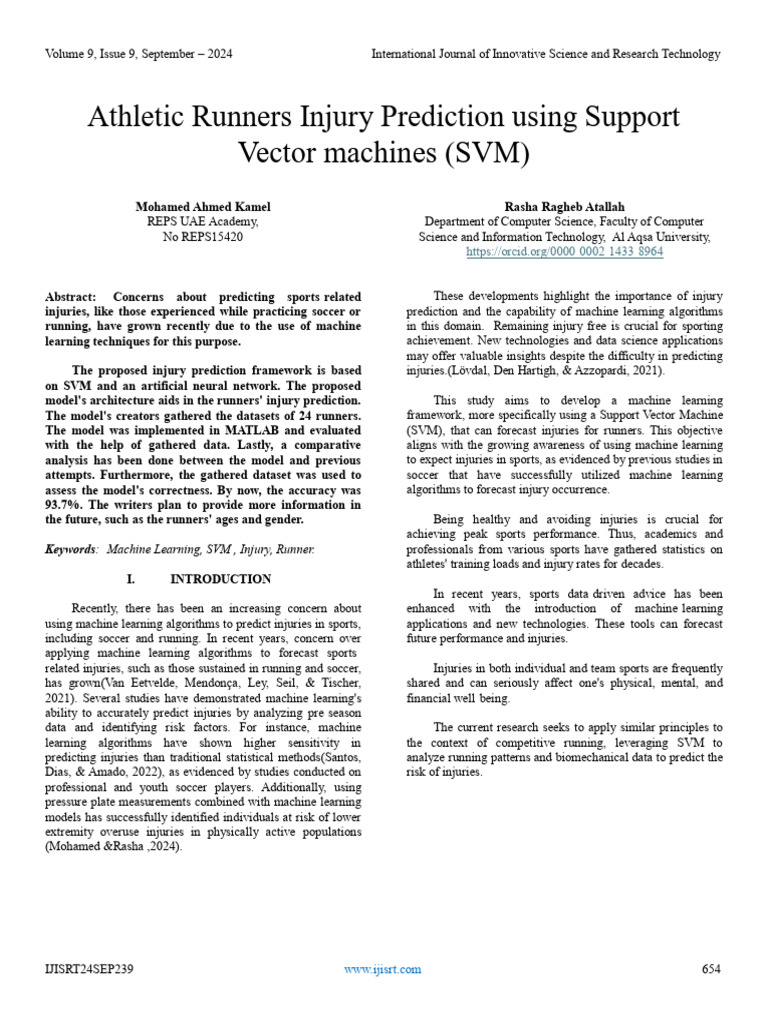 Injury Prediction for Runners Using SVM | PDF | Machine Learning ...