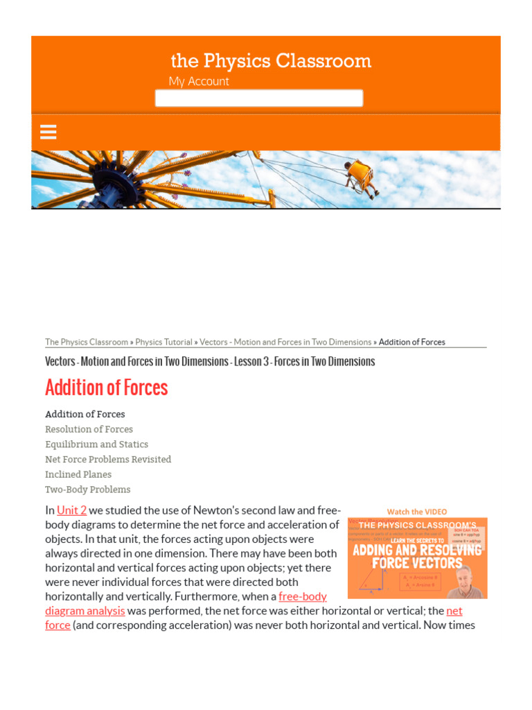 Addition of Forces | PDF
