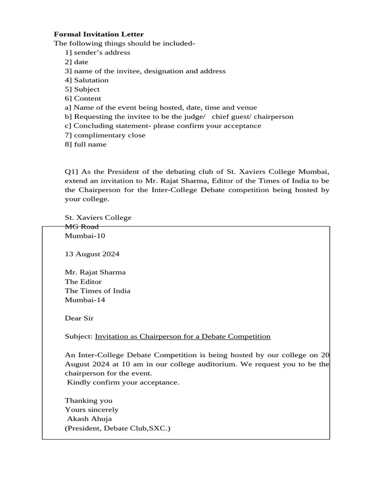 Formal Invitation Letter | PDF