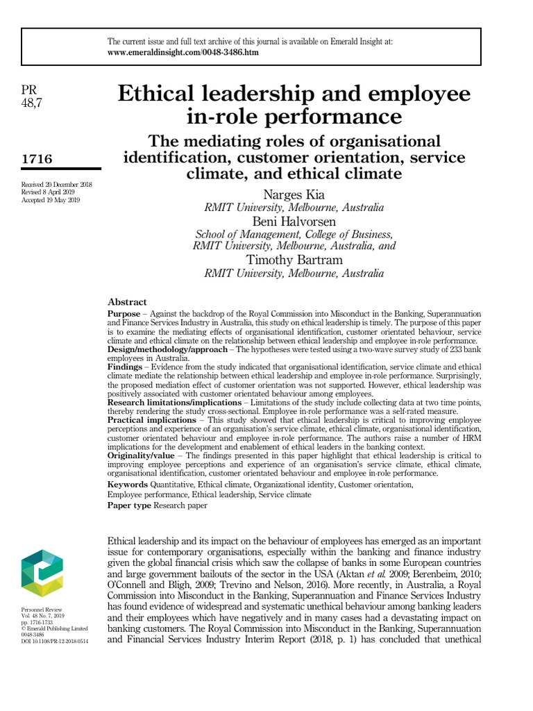 Ethical Leadership and Employe | PDF