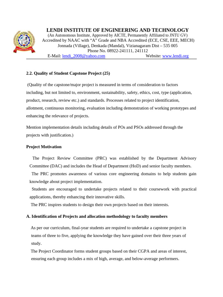 Lendi Institute of Engineering and Technology: 2.2. Quality of Student ...