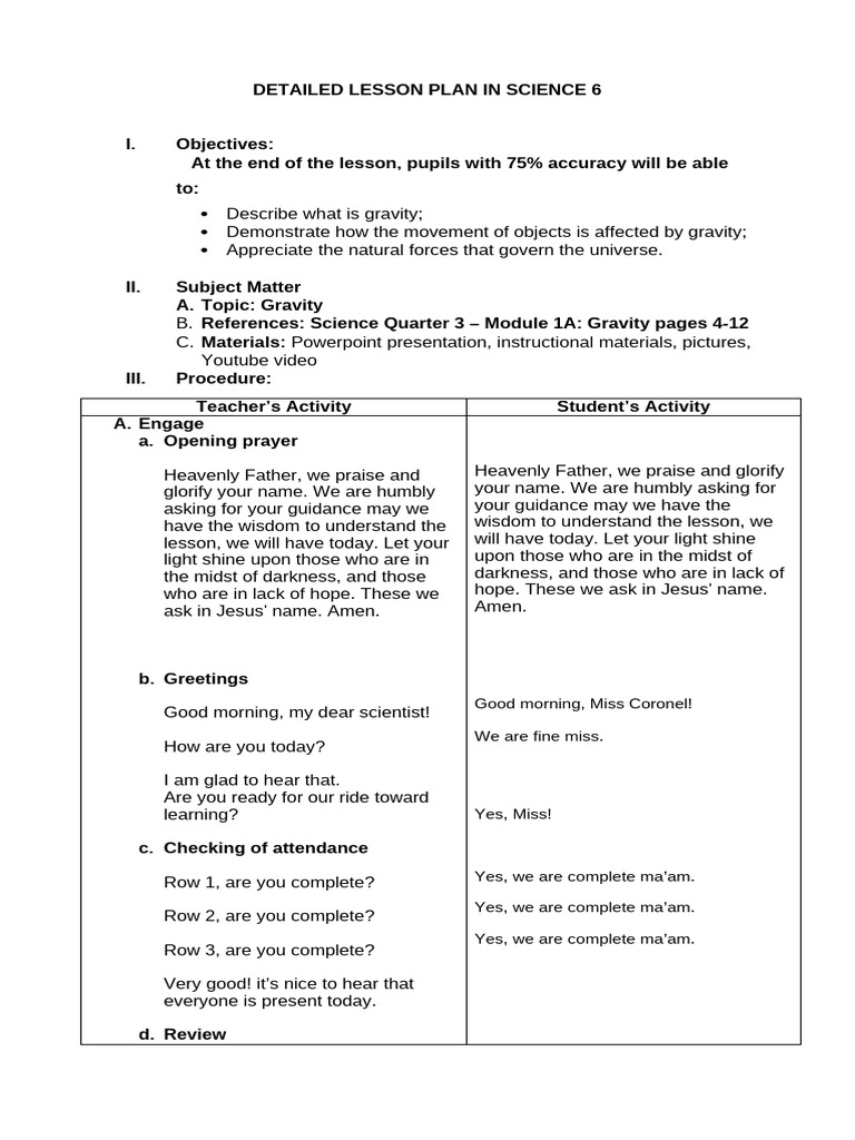 DETAILED LESSON PLAN IN SCIENCE 6 | PDF