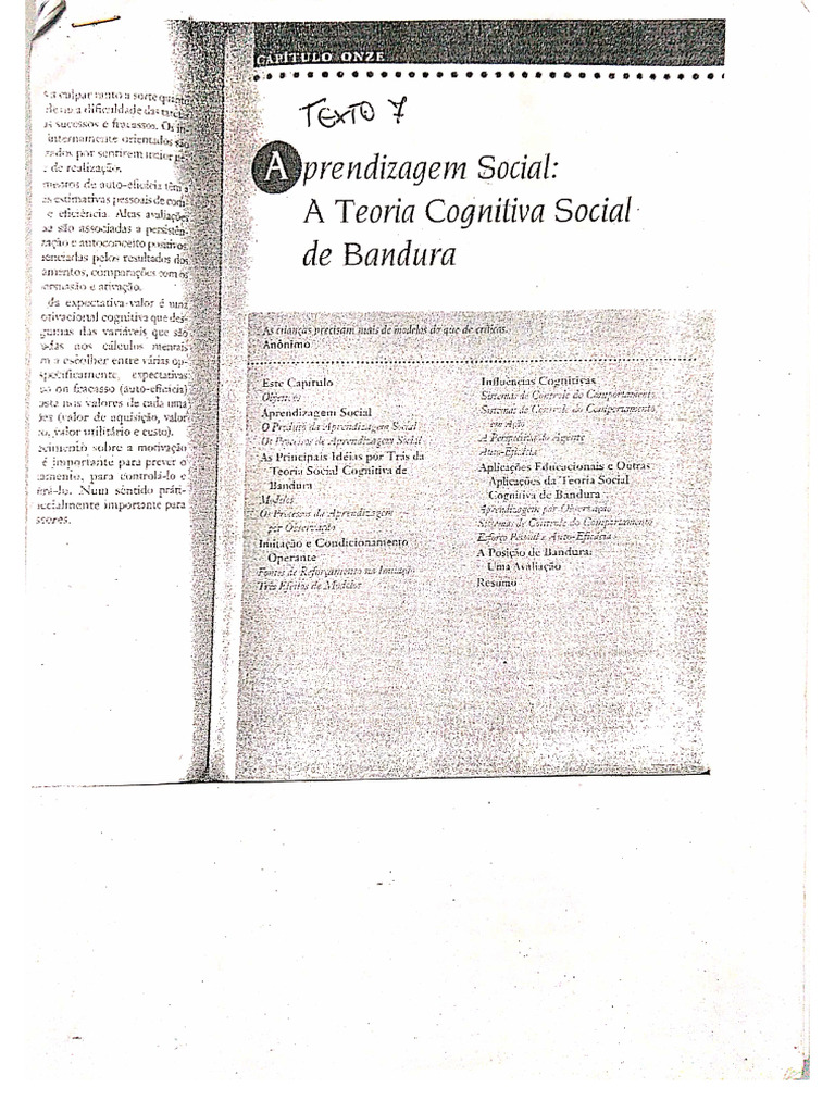 A Teoria Cognitiva Social De Bandura Pdf