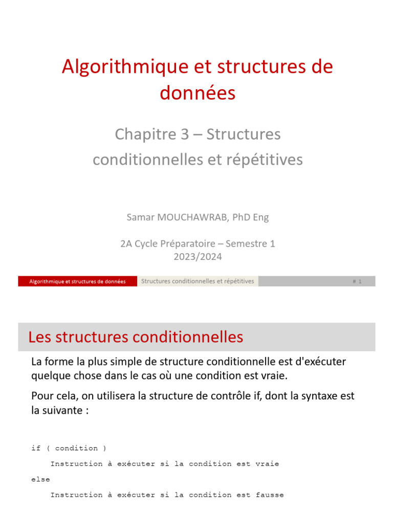 Structures conditionnelles et répétitives | PDF | Structure de contrôle ...