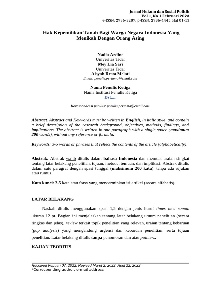 Jurnal Hukum Dan Sosial Politik | PDF
