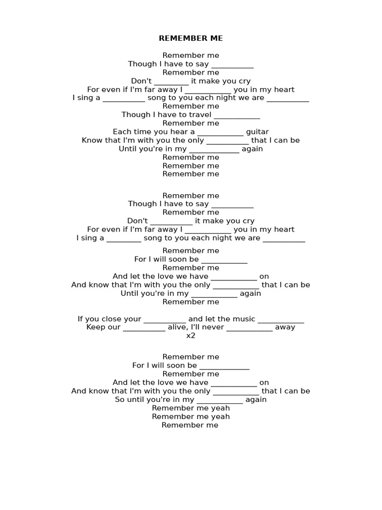 Remember Me | PDF