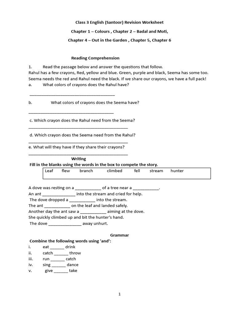 English Worksheet CH 1-6 REVISION WS PDF | PDF | Toys | Foreign ...