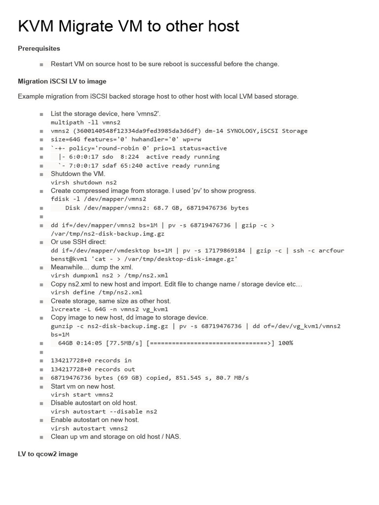 KVM Migrate VM To Other Host | PDF | Utility Software | Information ...