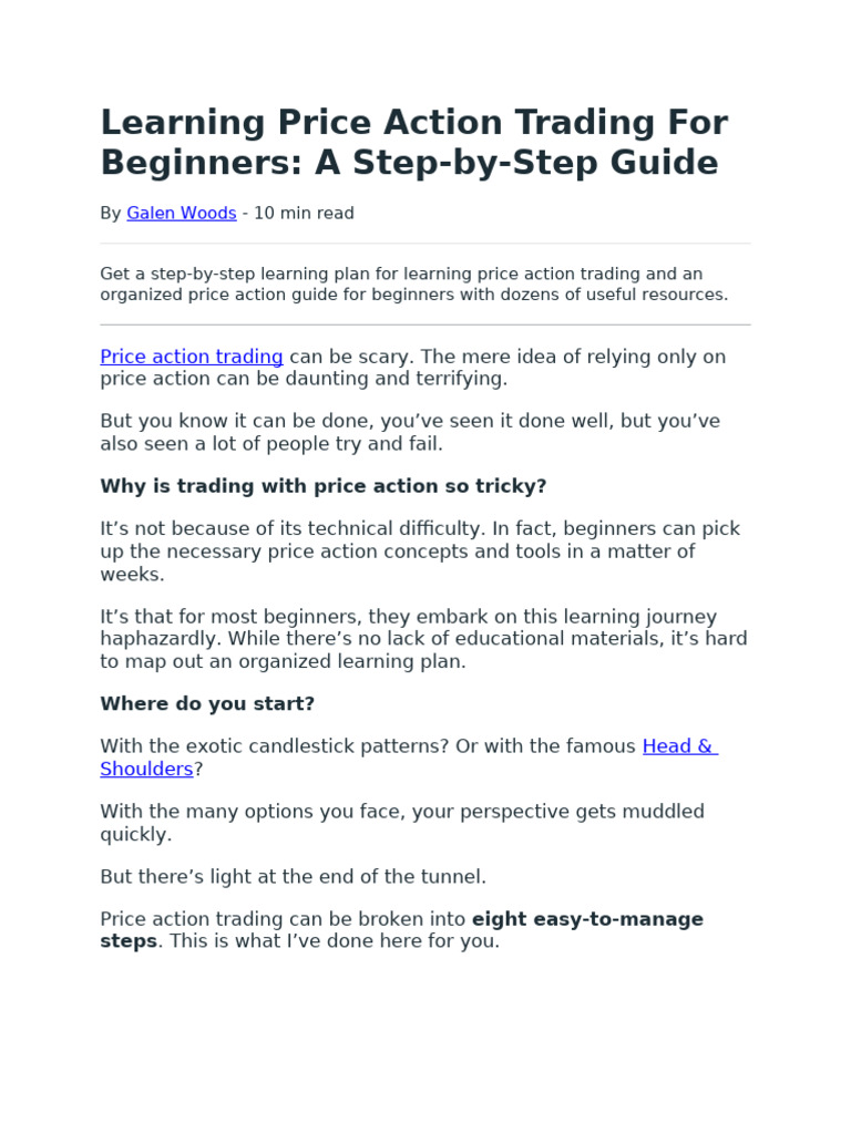 Learning Price Action Trading For Beginners | PDF