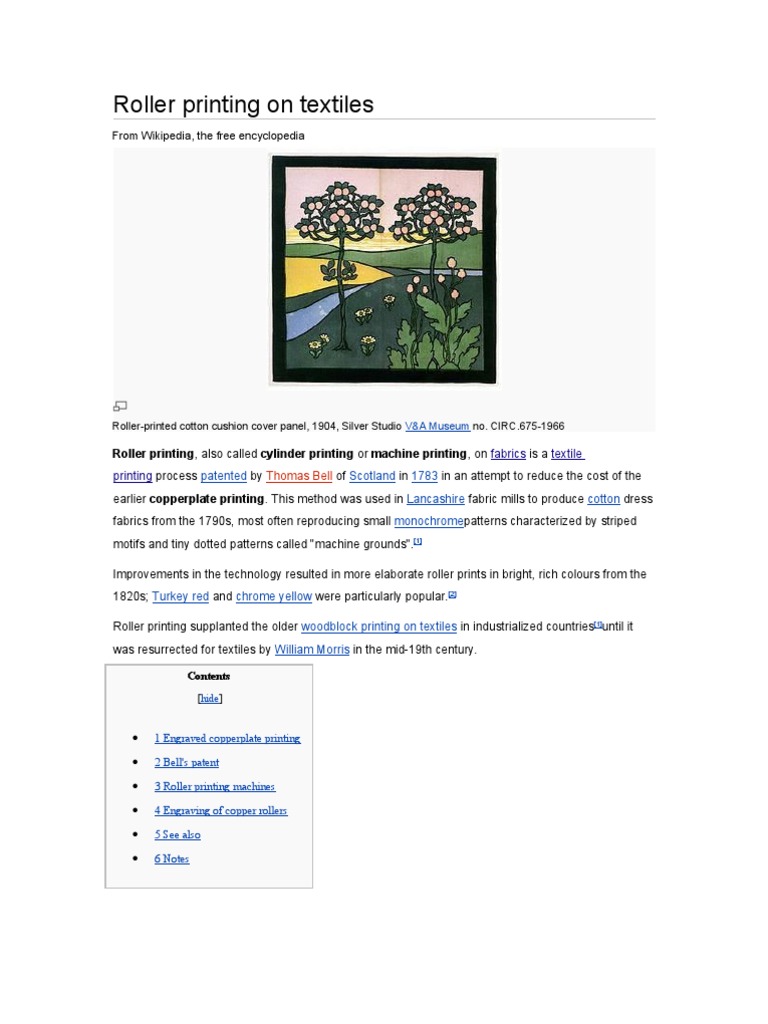 Roller Printing On Textiles PDF Graphic Design Communication Design