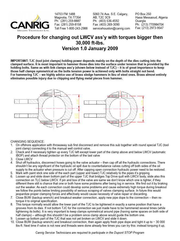 CANRIG Rig 702 Changing Out LWCV Over 30k | PDF
