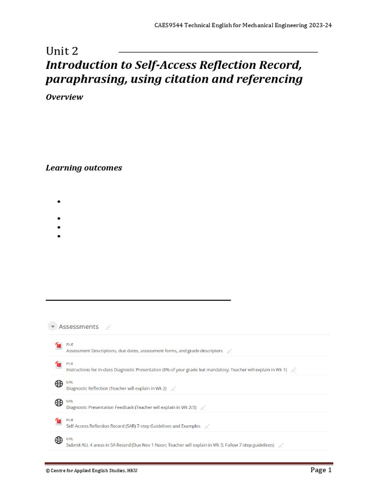 CAES9544 Unit 2 Student | PDF