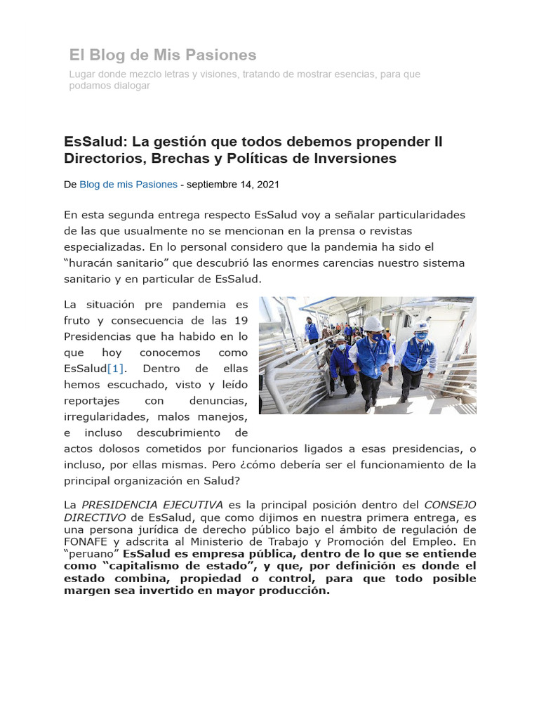 EsSalud II La Gestión Que Todos Debemos Propender Directorios, Brechas ...