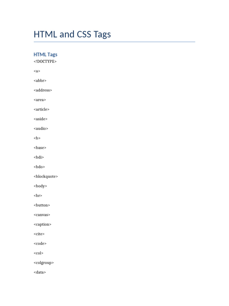 HTML_and_CSS_Tags | PDF