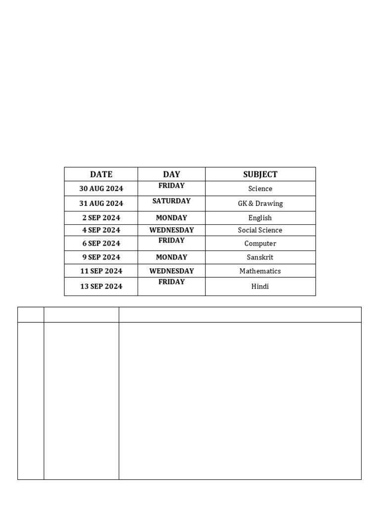 VI - Dateheet & Syllabus of Half Yearly 24-25 | PDF