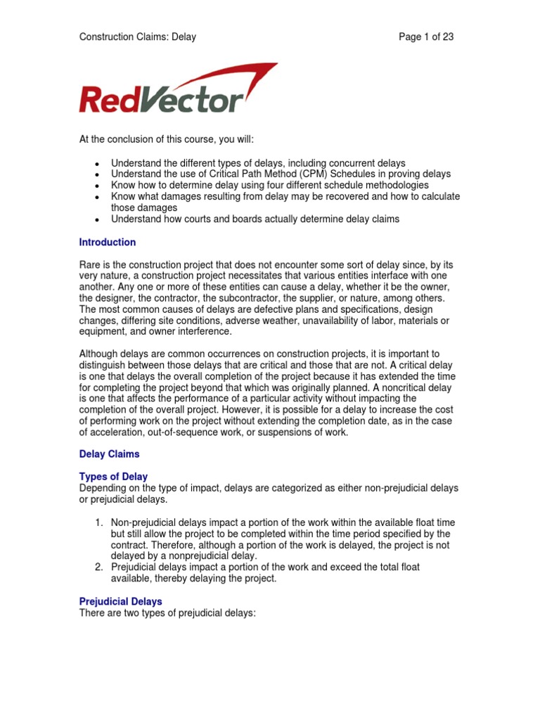 Understanding Construction Delay Claims | PDF | Damages | General ...