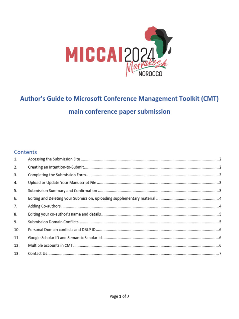 Miccai2024 Authors Guide To Microsoft Cmt Pdf