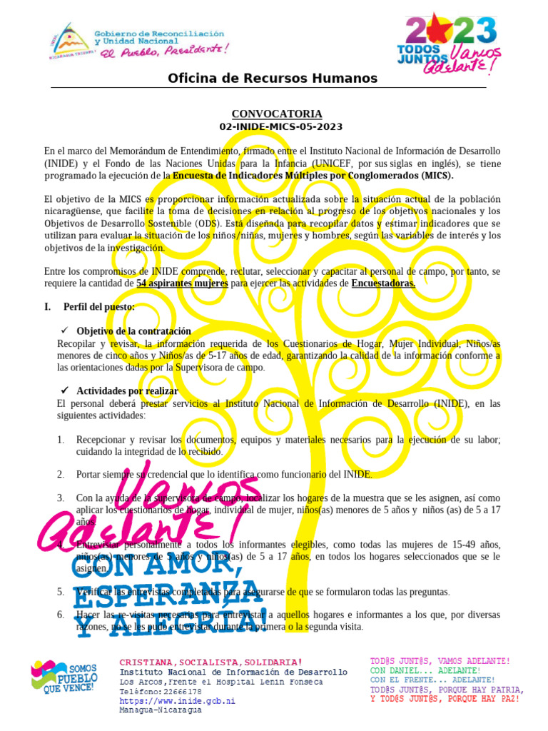 Convocatoria Encuestadoras MICS INIDE | PDF | Metodología de encuesta ...