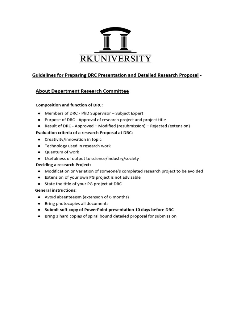 Guidelines For Preparing DRC Presentation and Detailed Research ...