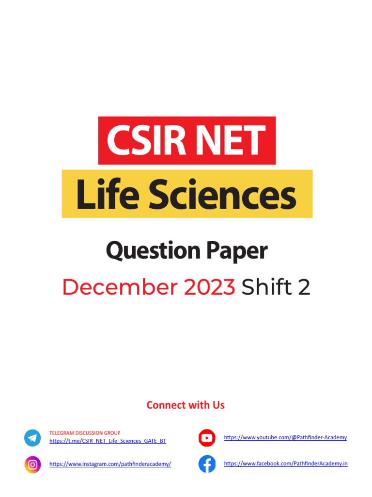 Csir Net Life Sciences December 2023 Shift 2 Question Paper | PDF